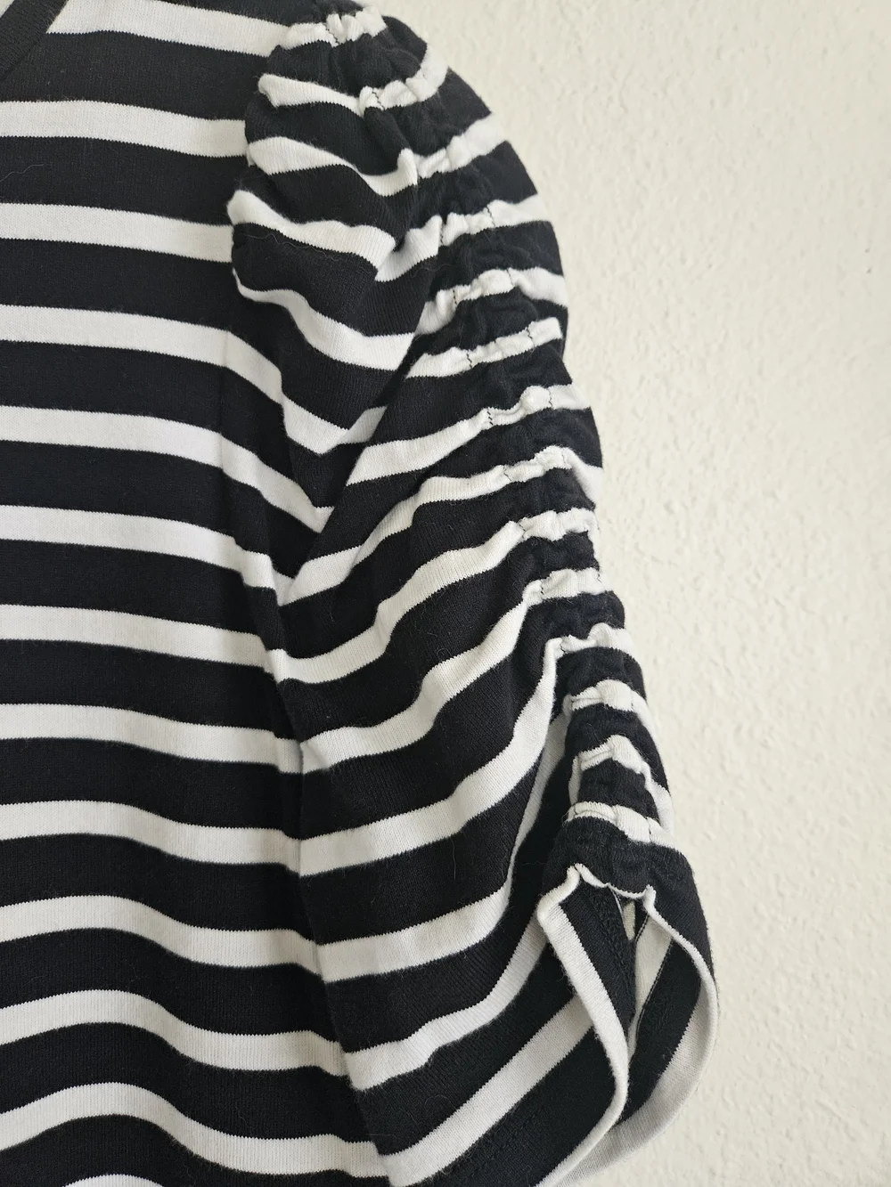 kate spade Black and White Striped Puff Sleeve Mini Dress
